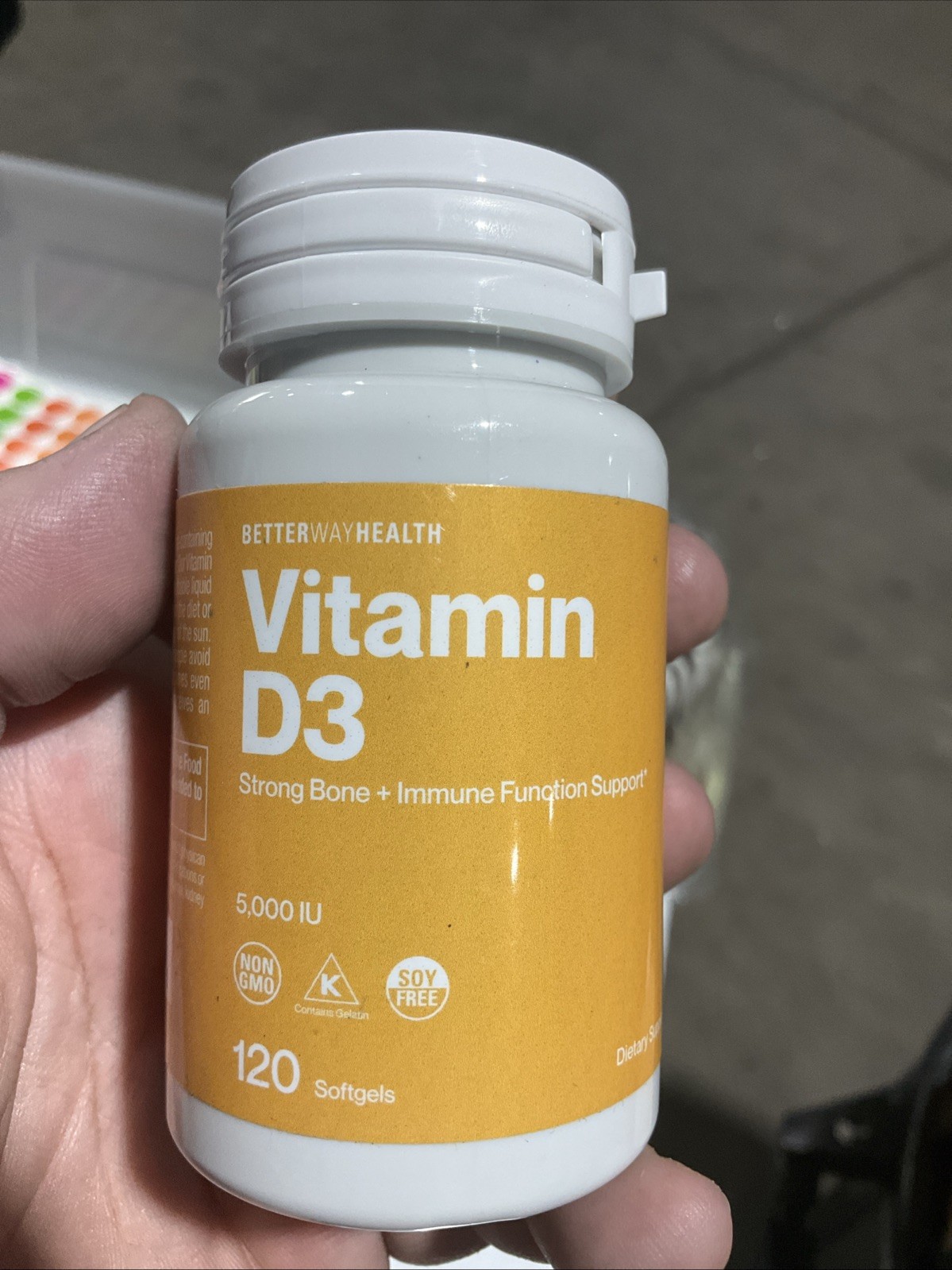 Vitamin D3 120 Softgels 5000 IU Better Way Health