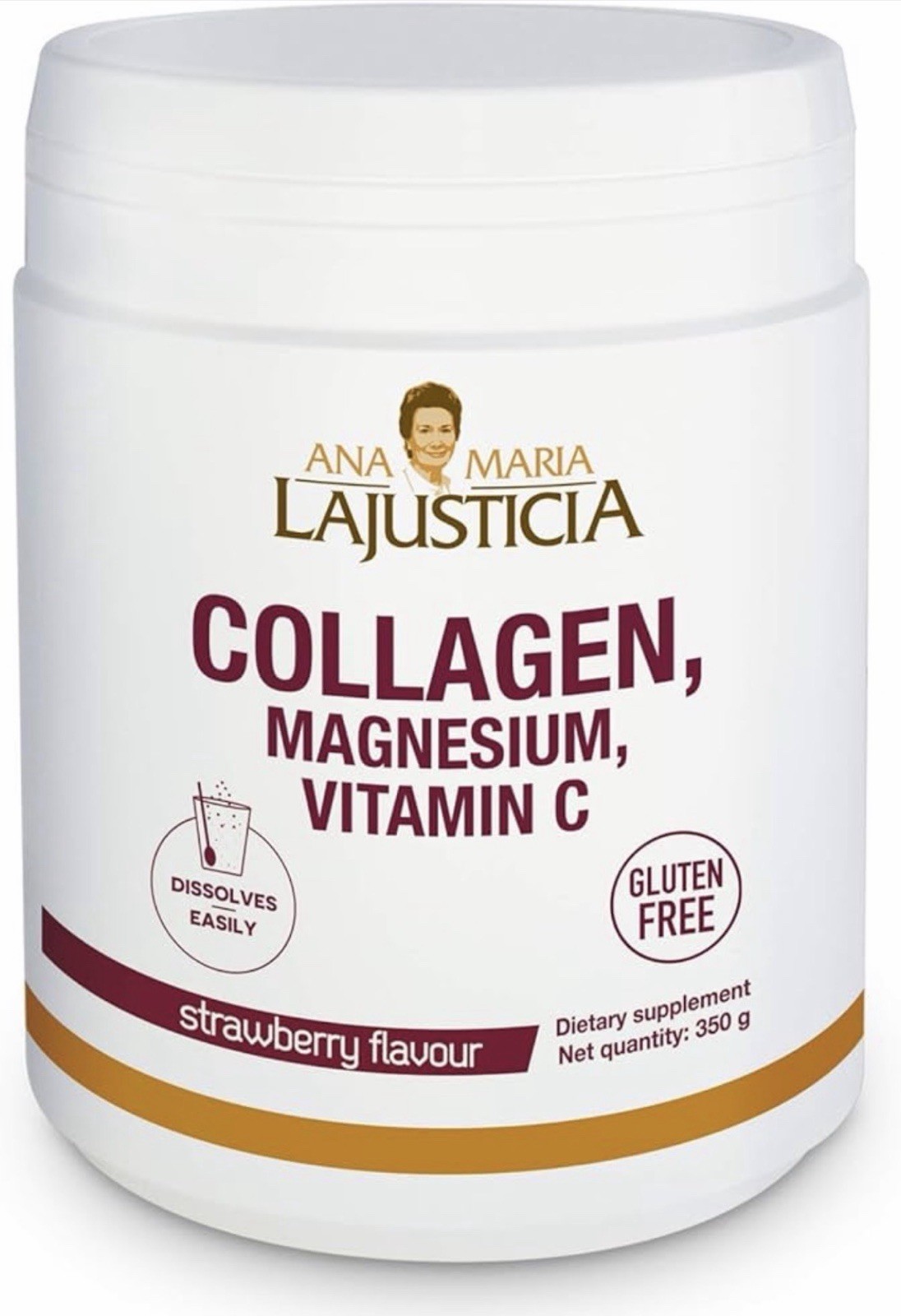 Ana Maria Lajusticia Collagen Magnesium Vitamin C Powder Strawberry 350g