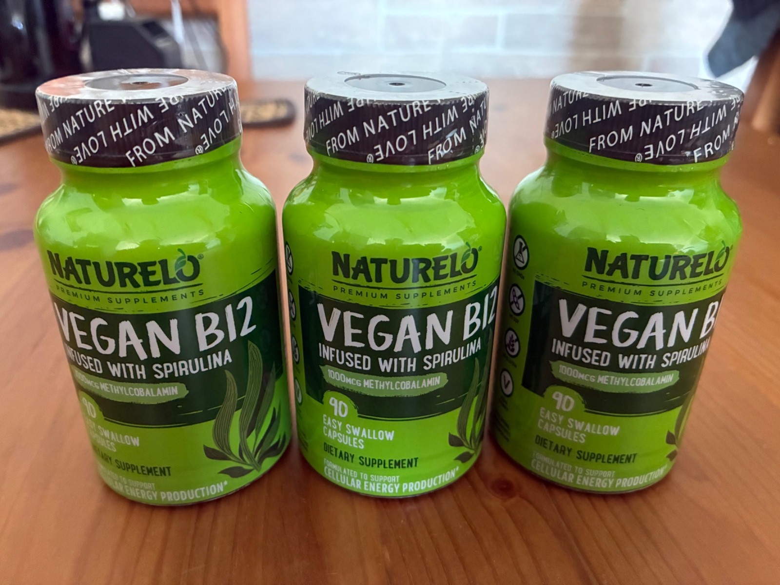 Vegan B12 – 1000 mcg Methylcobalamin with Organic Spirulina, 90 Capsules