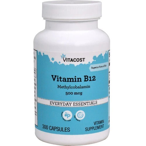Vitacost Vitamin B-12 Methylcobalamin – 500 mcg – 300 Capsules – Exp 4/2028
