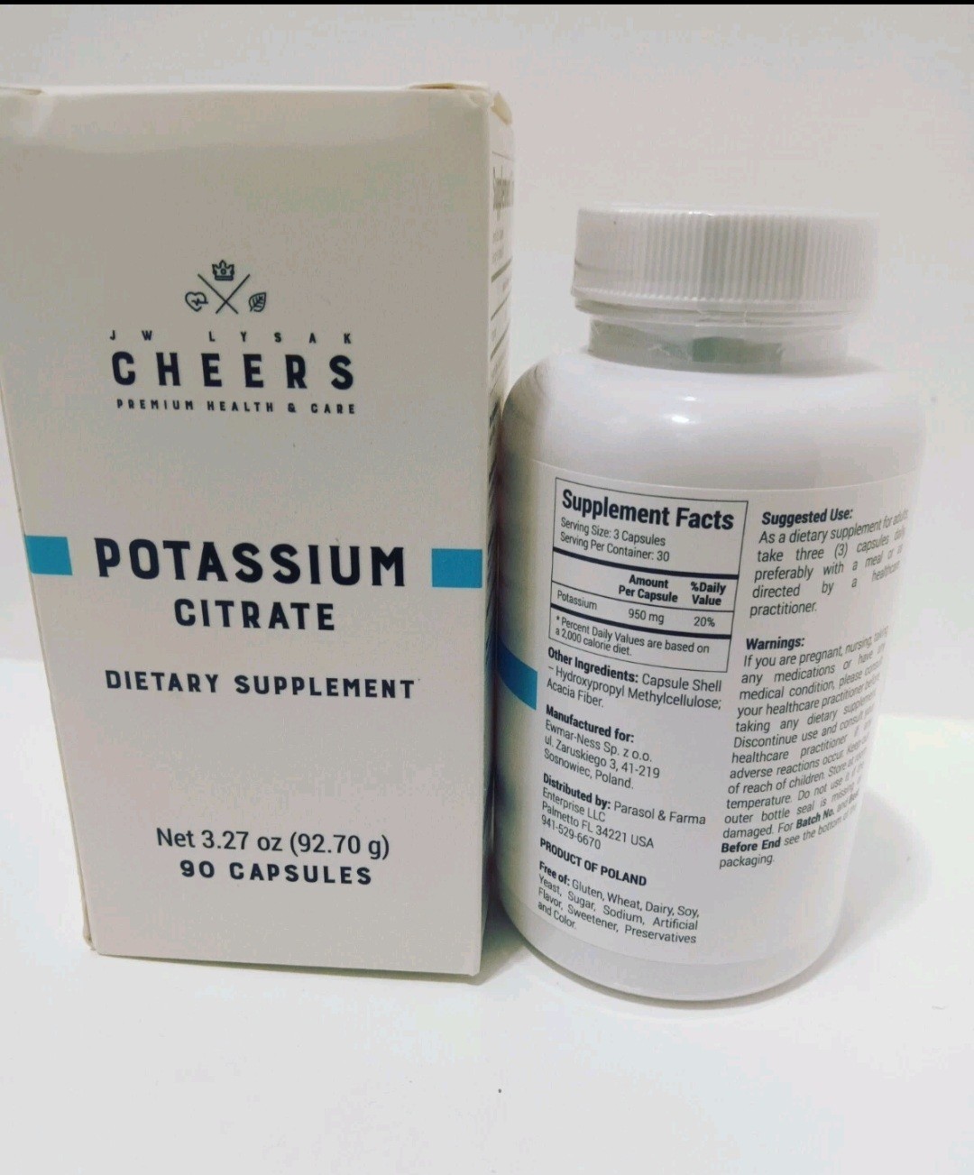 CHEERS –  POTASSIUM CITRATE, 950 mg,90 CAPSULES: