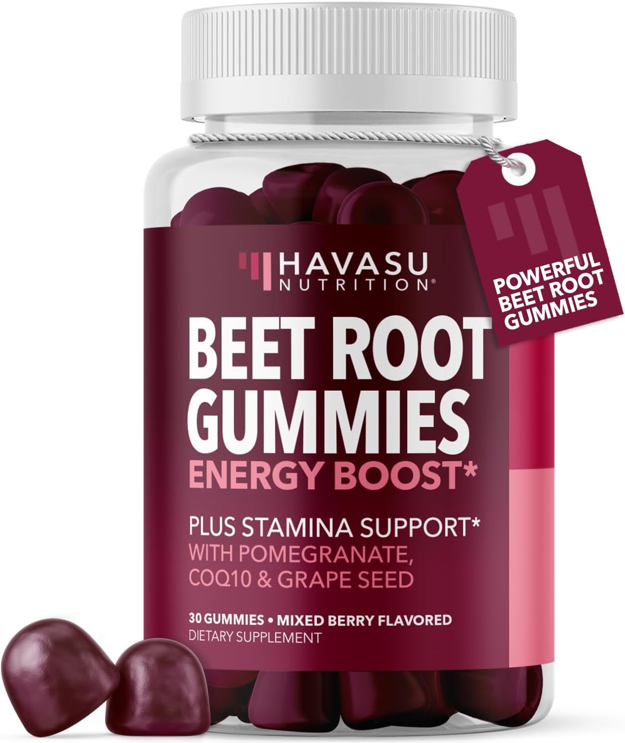 Beet Root Gummies + COQ10 Nitric Oxide Booster for Healthy Energy & Circulation