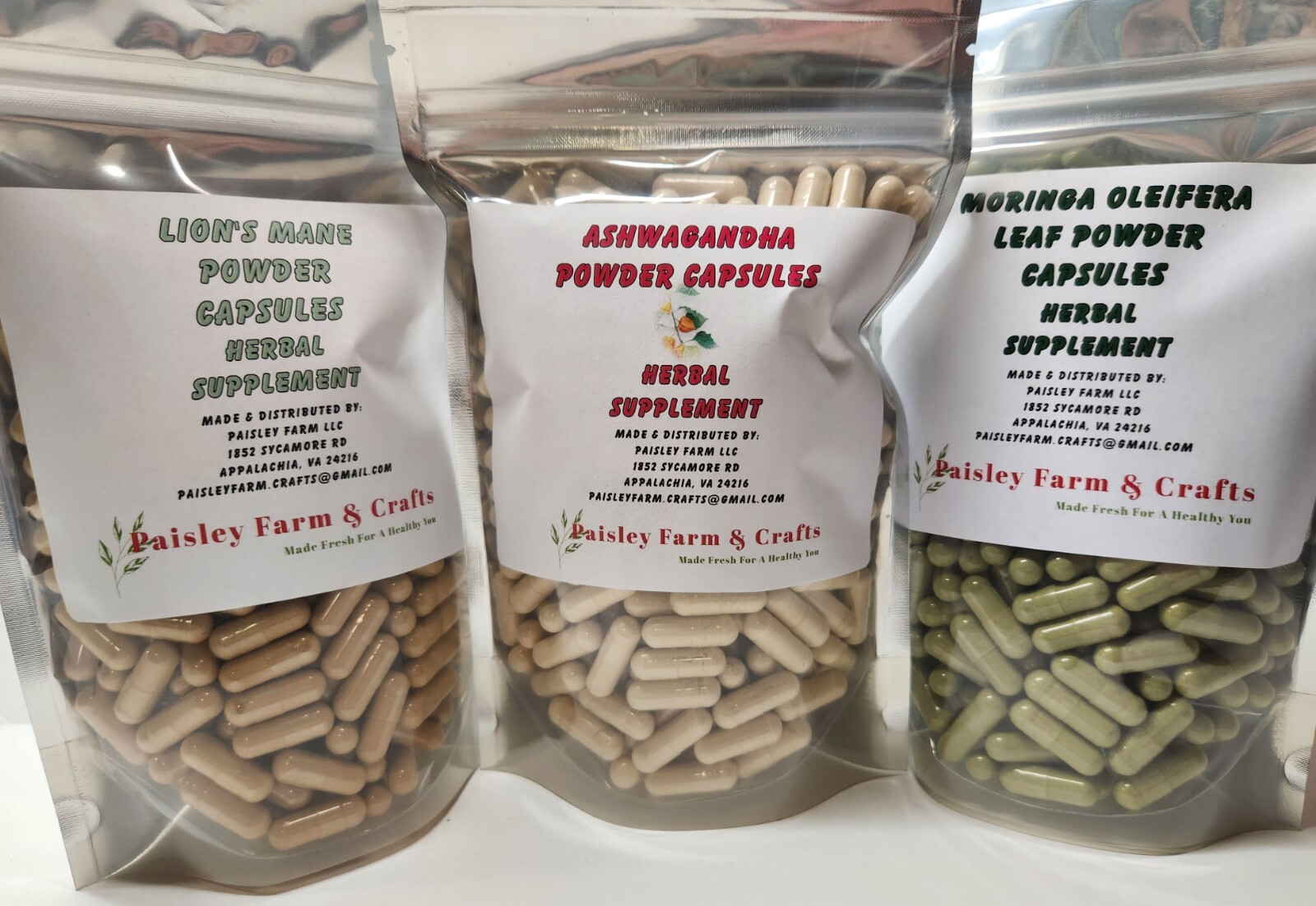Triple Value Pk – Ashwagandha, Moringa Leaf and Lions Mane Capsules – 300 Each