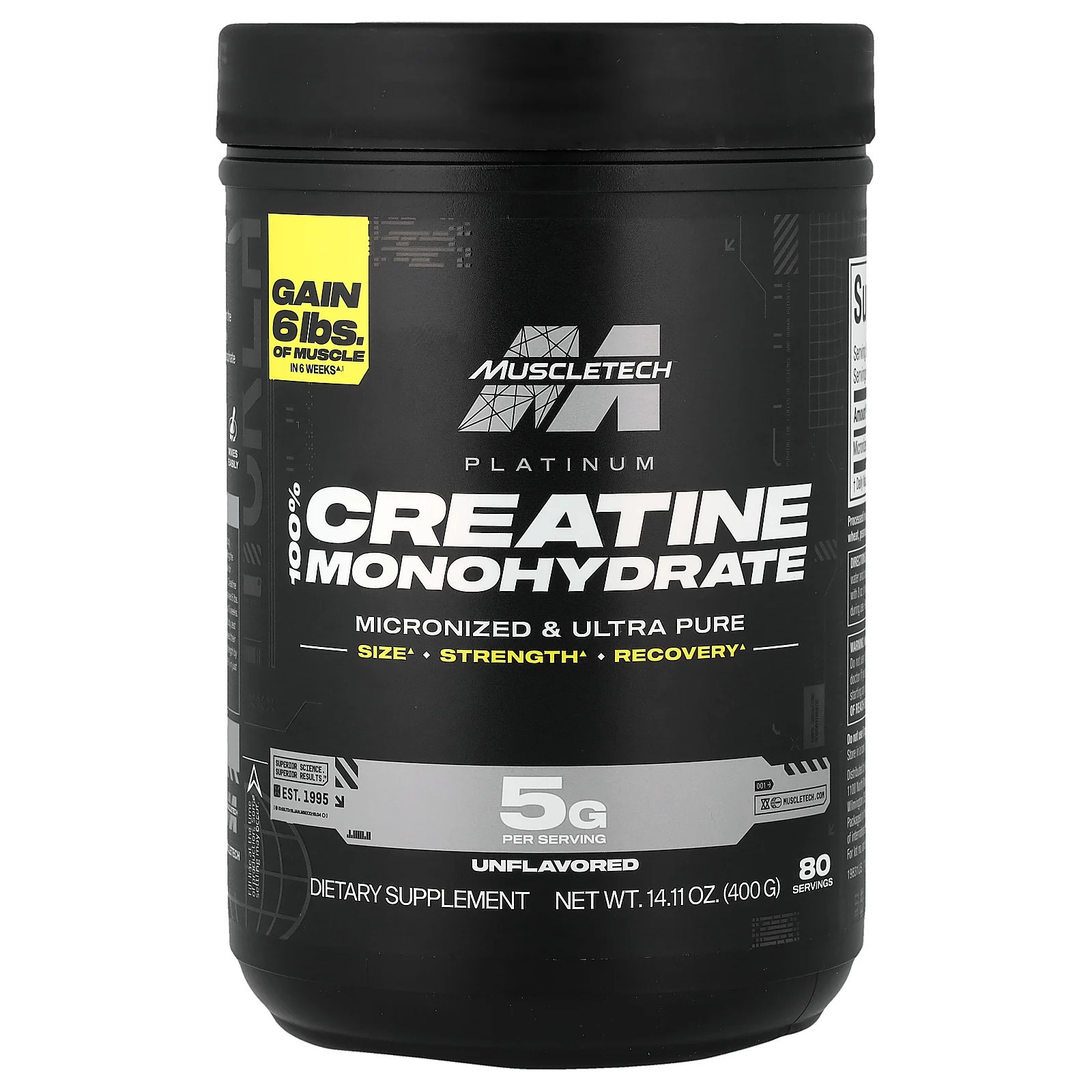 Muscletech, Essential Series, Platinum 100% Creatine, Unflavored, 14.11 Oz
