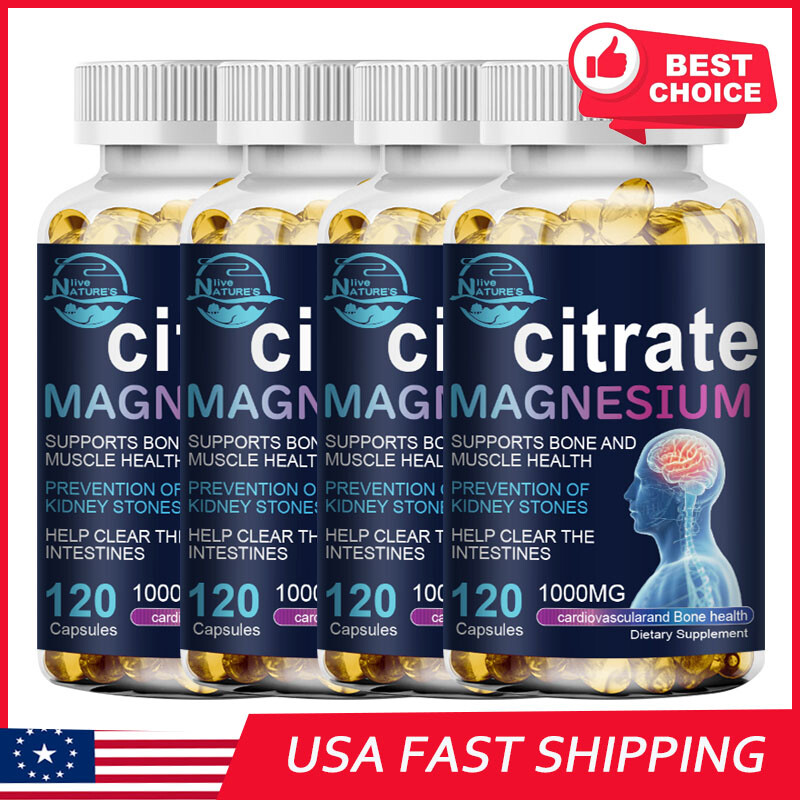 BEST MAGNESIUM CITRATE SUPPLEMENT 1000 MG –120/240/480CAPSULES – HIGH ABSORPTION