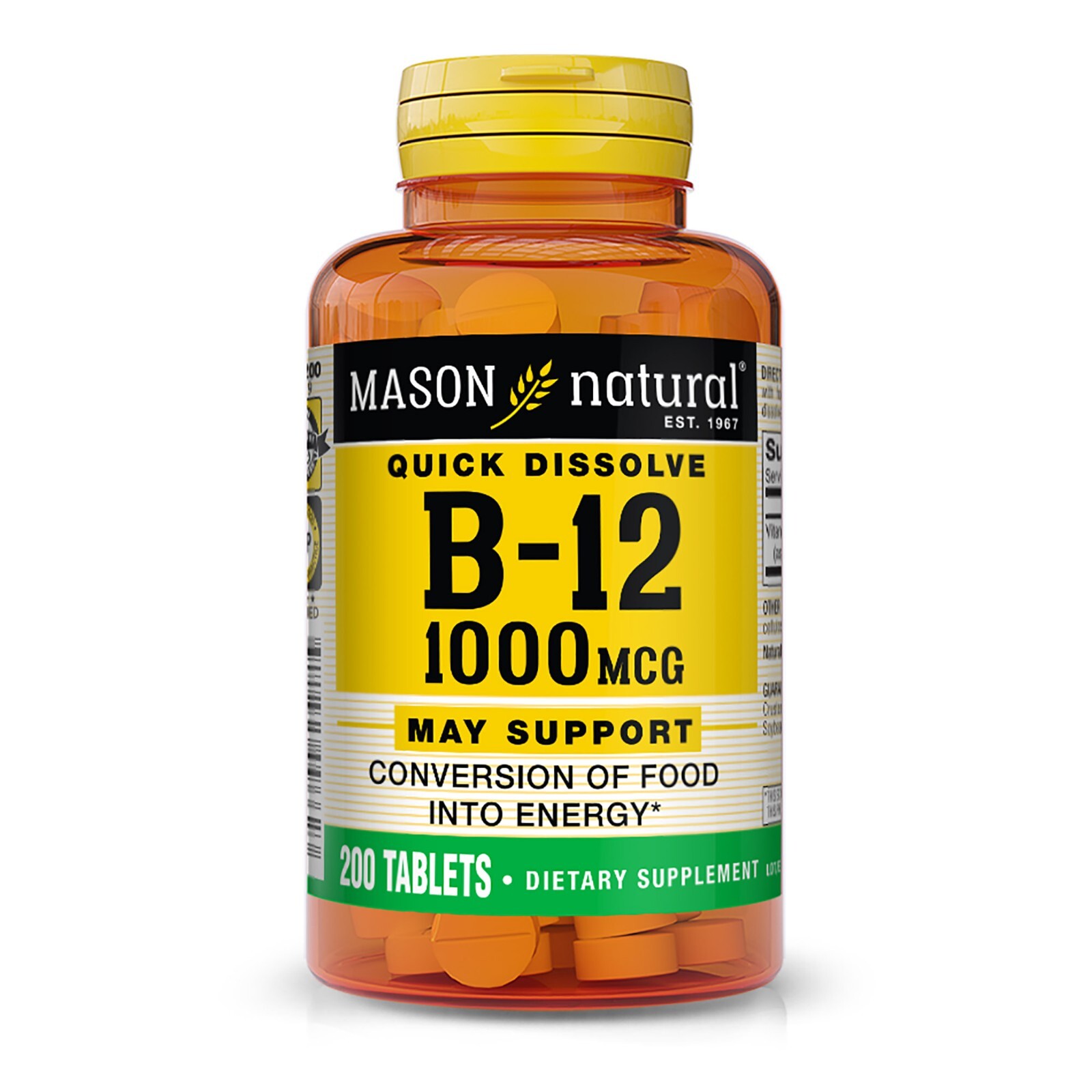 Mason Natural Vitamin B12 1000 mcg w/ Calcium Ext Release – 200 Tablets