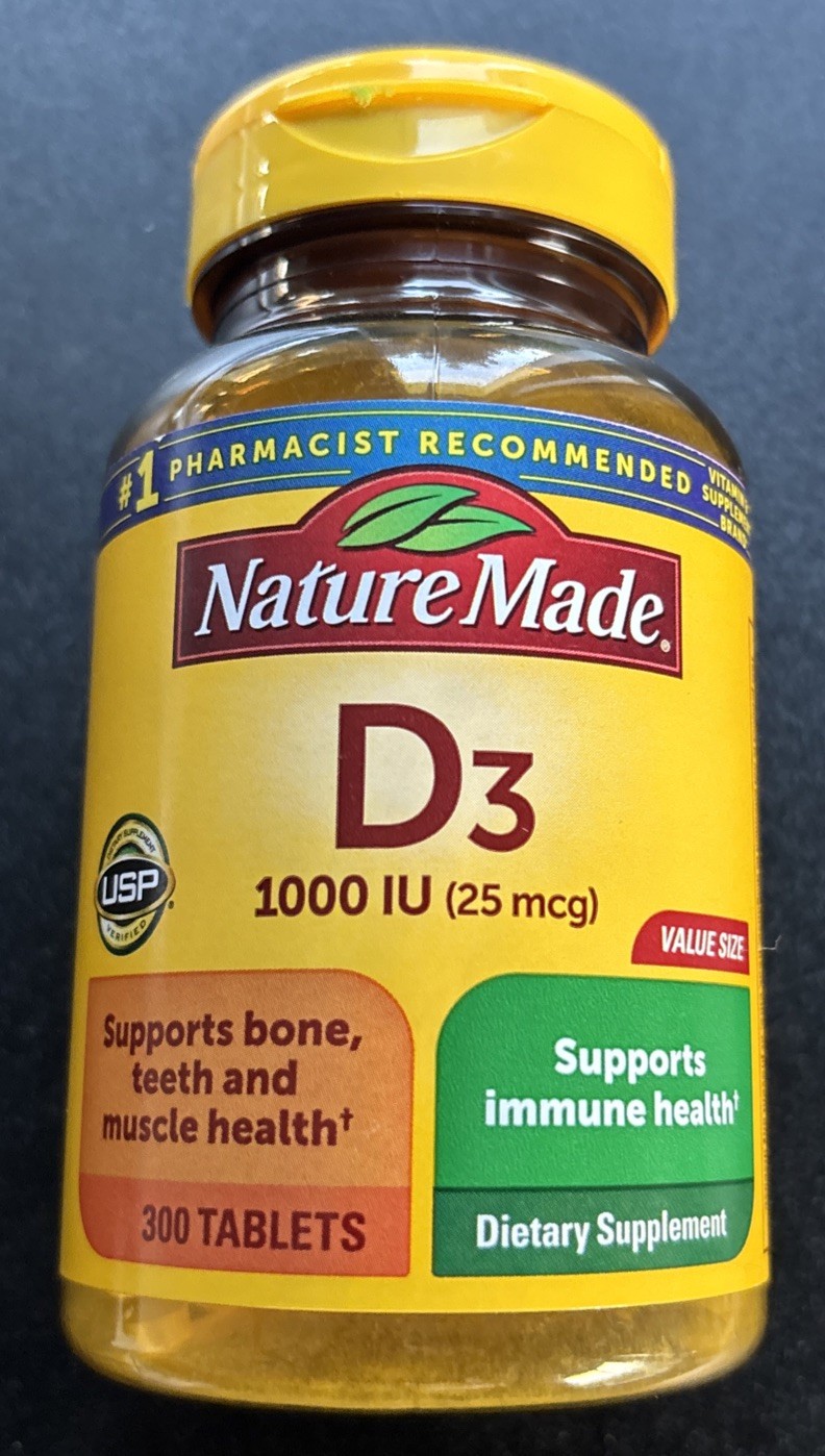 🔥 Nature Made Vitamin D3 1000 IU(25 mcg)300 Tablets,Bone teeth health,Exp 03/27