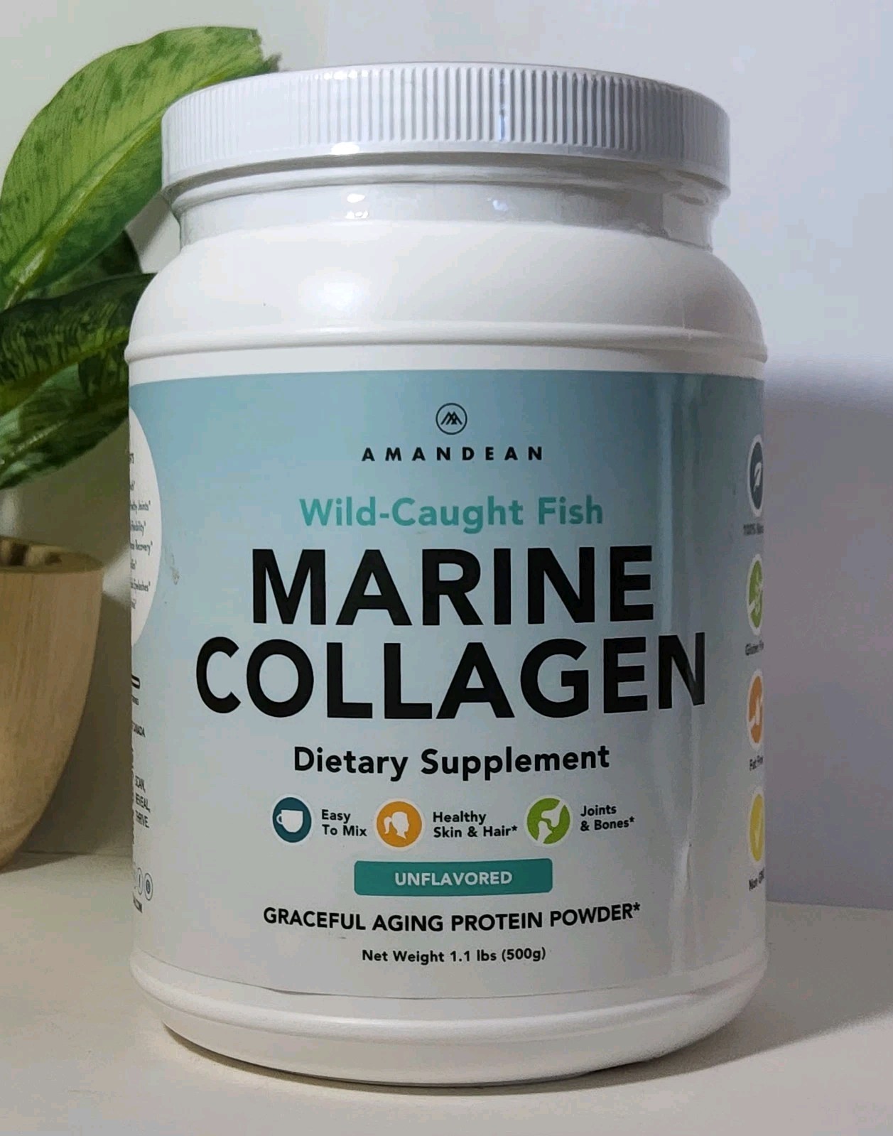 Amandean Anti-Aging Wild-Caught Fish Marine Collagen 500g 1.1 LBS Powder SEALED