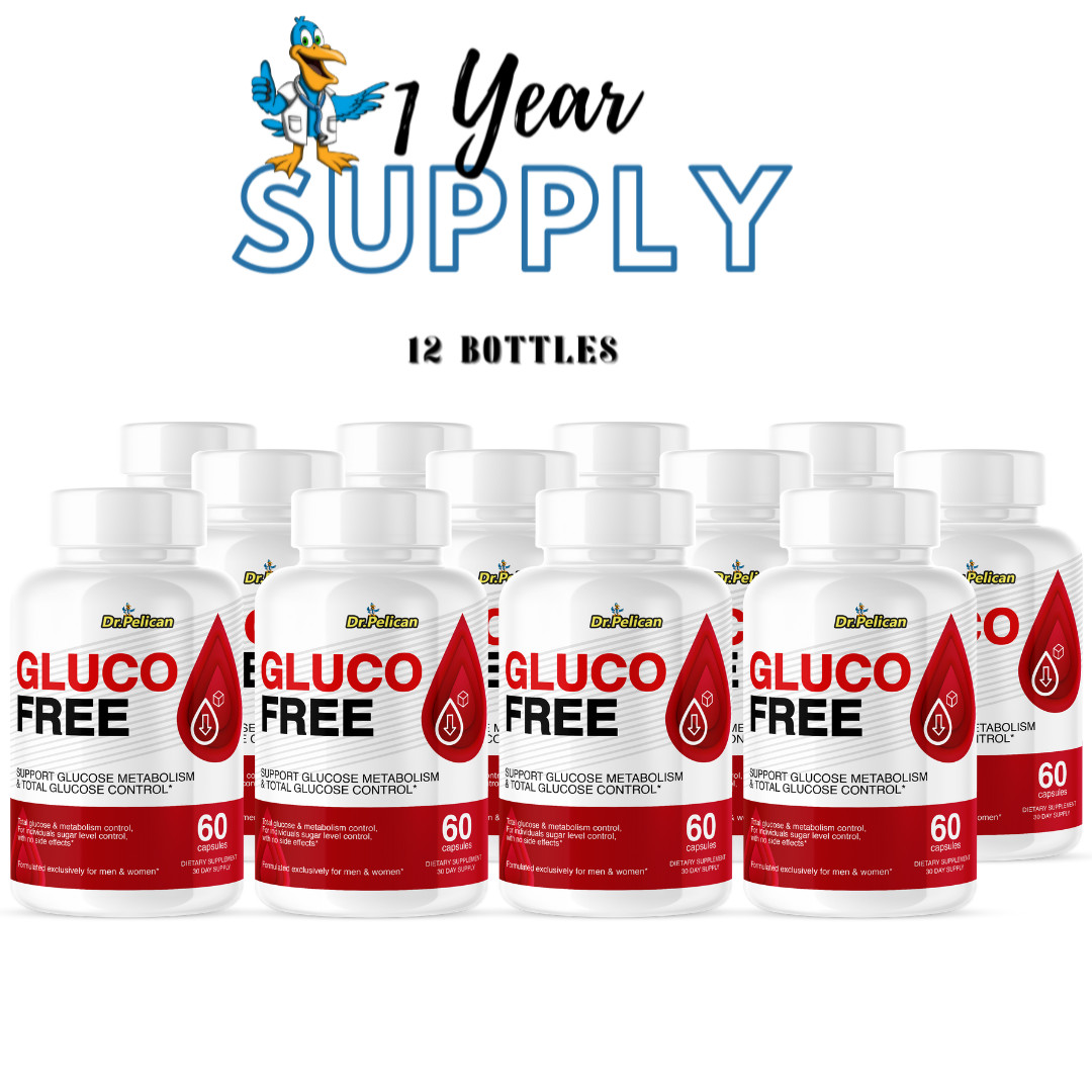 Gluco Free- Cardiovascular Health, Blood Pressure & Sugar Support- 12 Bottles