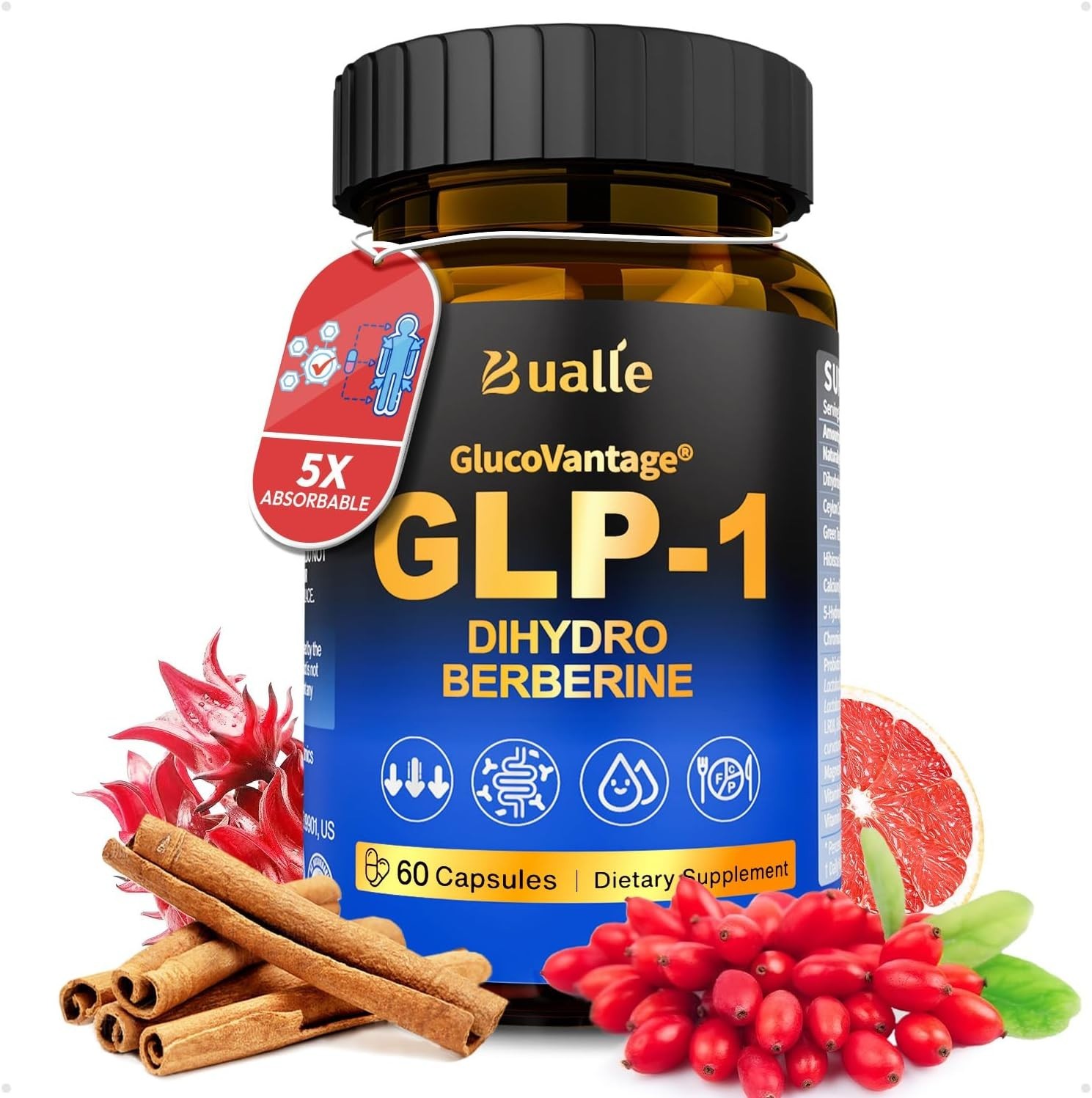 Bualle Glucovantage Dihydroberberine, Super Berberine Supplement