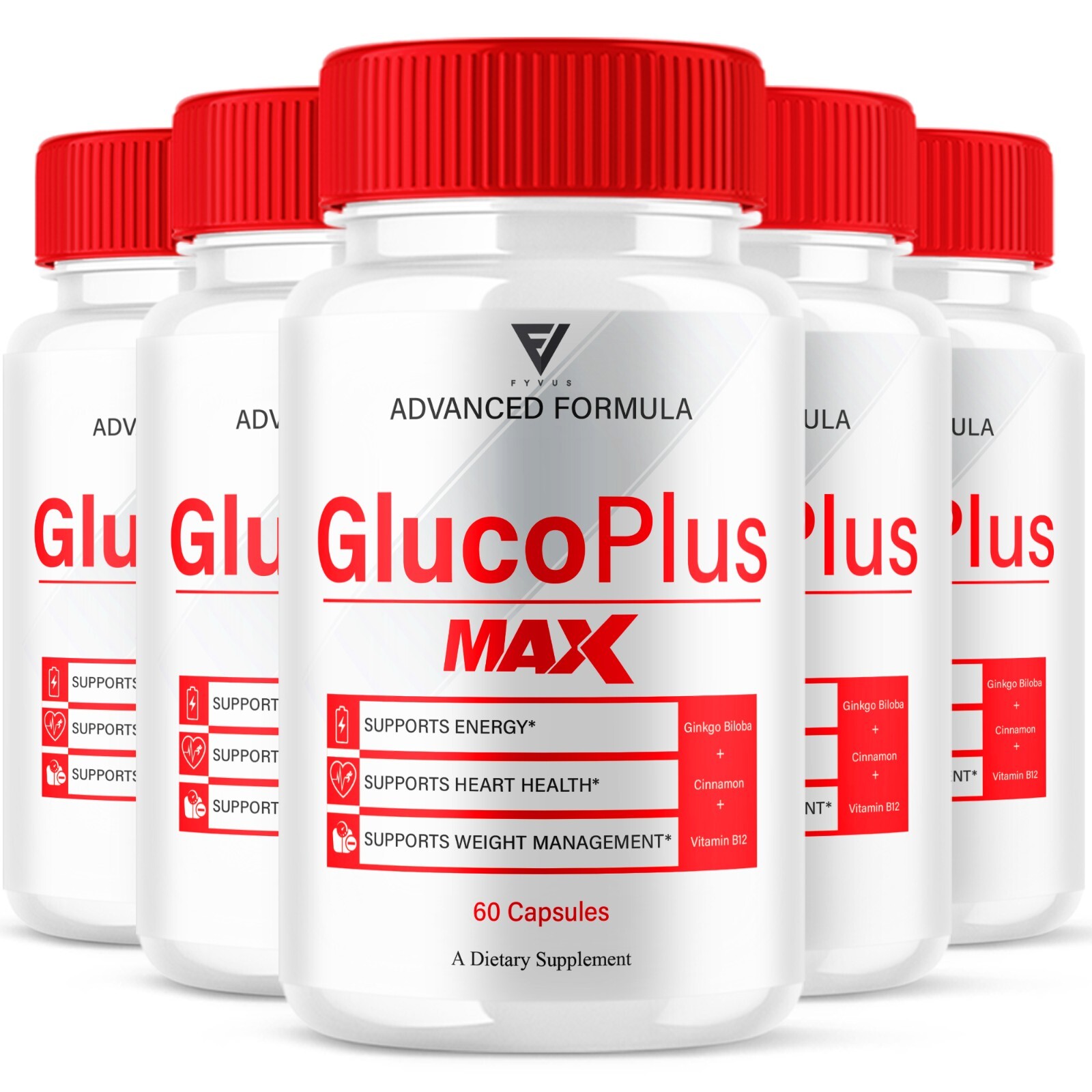 (5 Pack) Gluco Plus Max Blood Optimizer Supplement, GlucoPlus Max (300 Capsules)