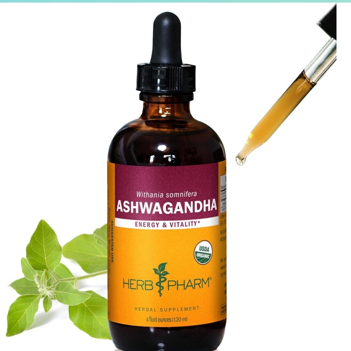 4 oz HERB PHARM – Organic Ashwagandha Extract  For Stress Relief & Energy