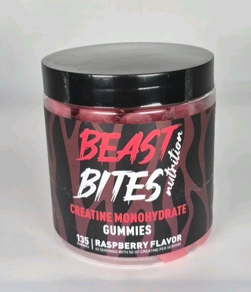 Beast Bites Nutrition Creatine Monohydrate Gummies 135 Raspberry Flavor 5g