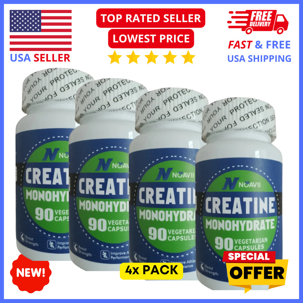 Creatine Monohydrate 4-Pack 360ct – Muscle Growth, Strength, Energy & Recovery