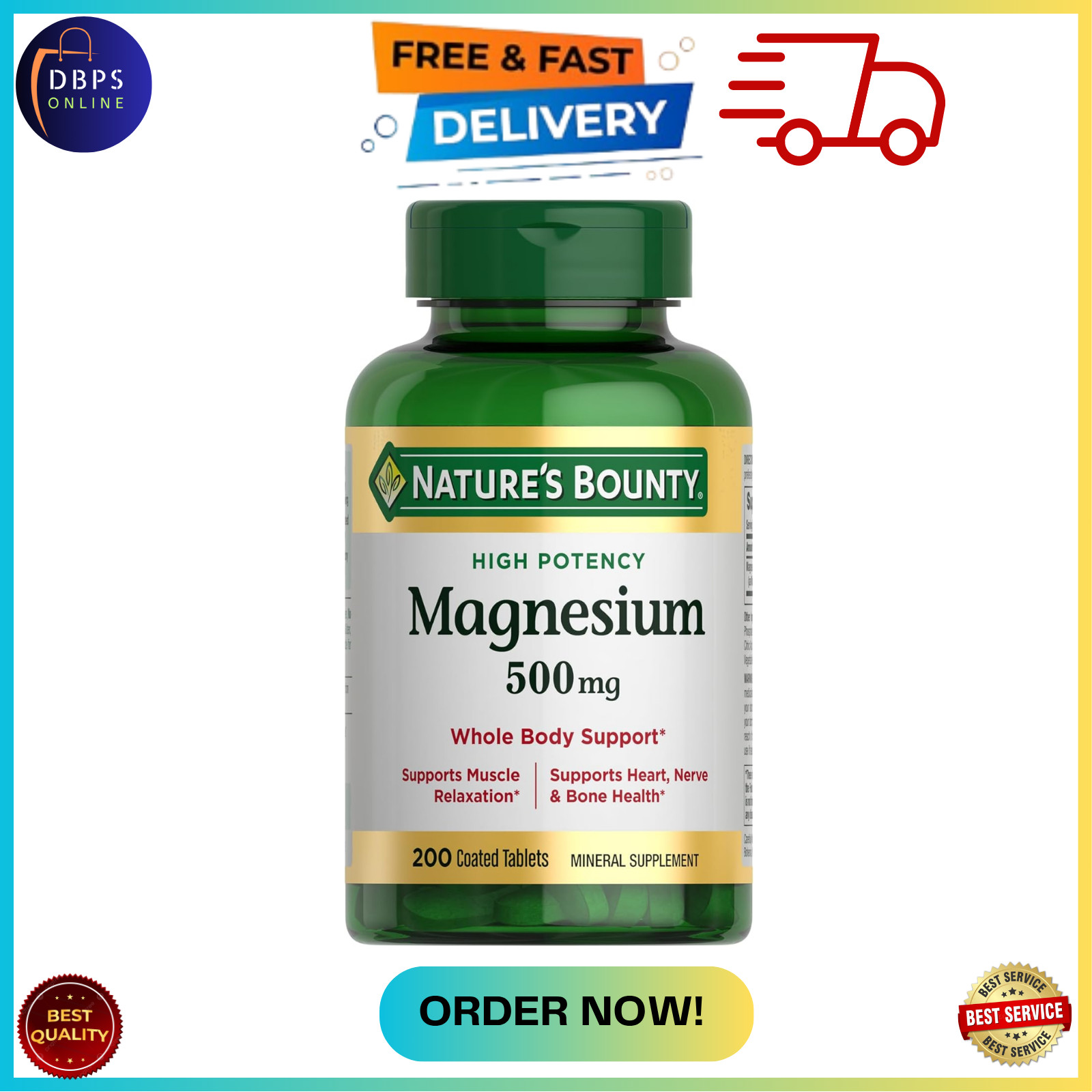 Magnesium, Bone and Muscle Health, Whole Body Support, Tablets,500 Mg,200 Ct-USA