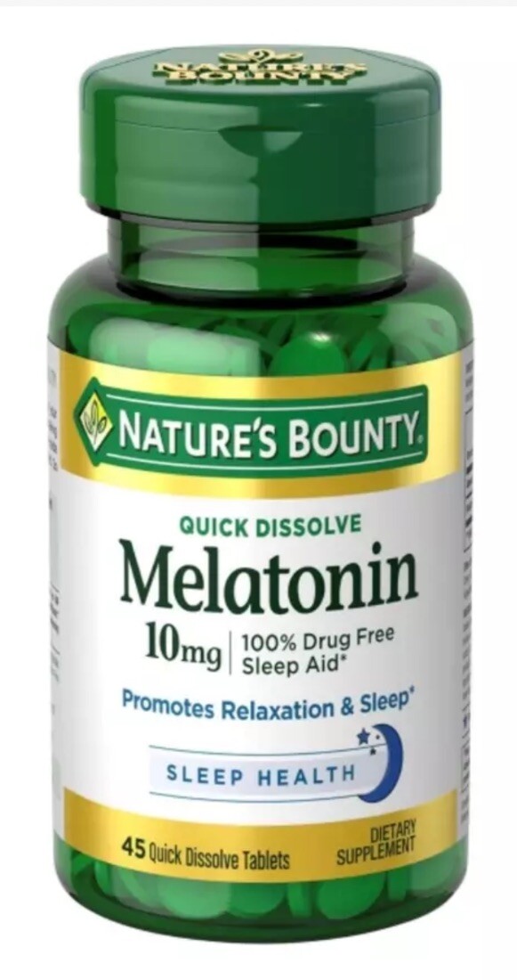 Nature’s Bounty Melatonin 10 mg 100% Drug Free Sleep Aid, 45 Tablets Exp 12/25