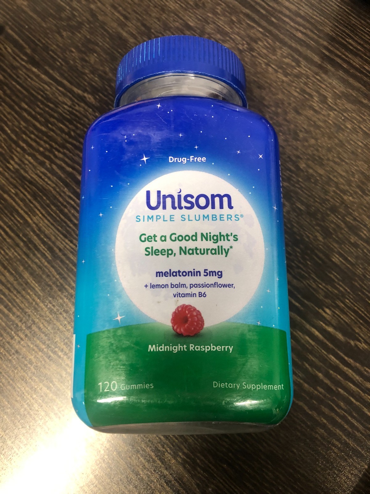 Unisom Simple Slumbers, Melatonin 5mg, 60 Gummies, Midnight Raspberry EXP. 1/25