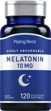Melatonin 10mg | 120 Softgels | Highly Absorbable | Non-GMO | by Piping Rock