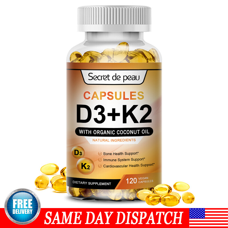 Vitamin K2 (MK7) with D3 5000 IU Supplement, BioPerine Capsules, Immune Health