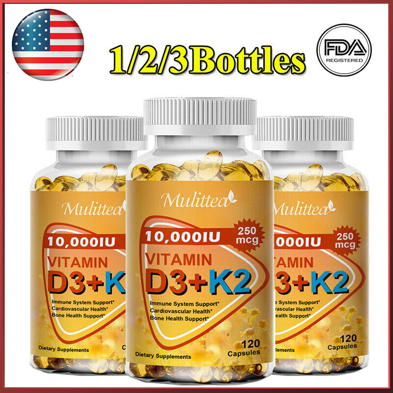 Vitamin D3 K2-10000iu D3 &amp; 250mcg of Vitamin K2 as MK7-120 Softgels