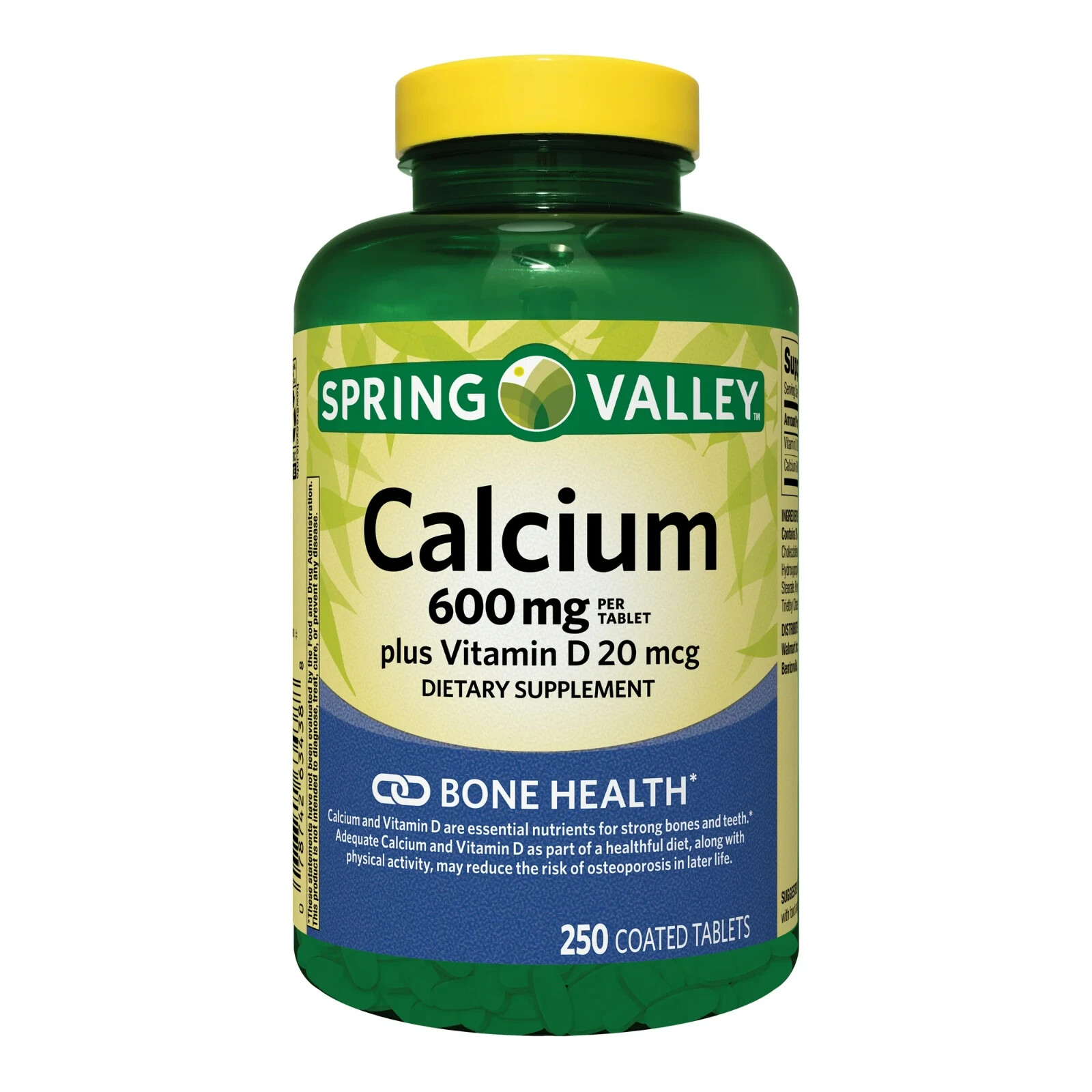 Spring Valley Calcium Plus Vitamin D, 600 mg, 250 Tablets
