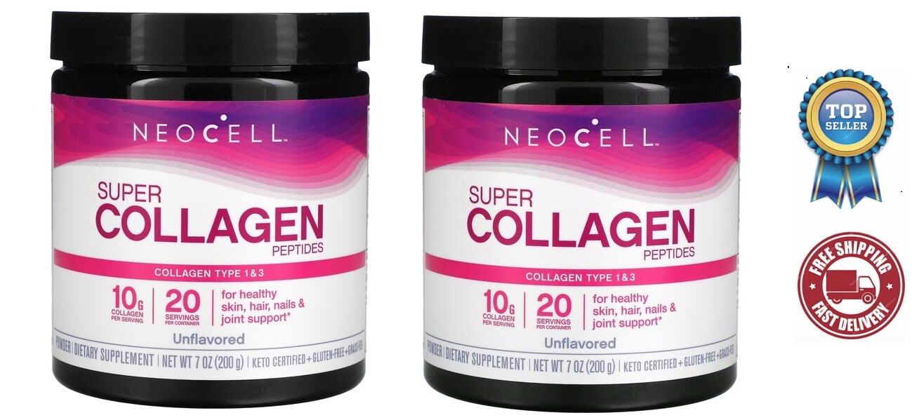 Neocell, Super Collagen Powder, Collagen Peptides Type 1&3, 7 oz (200g), 2 Packs