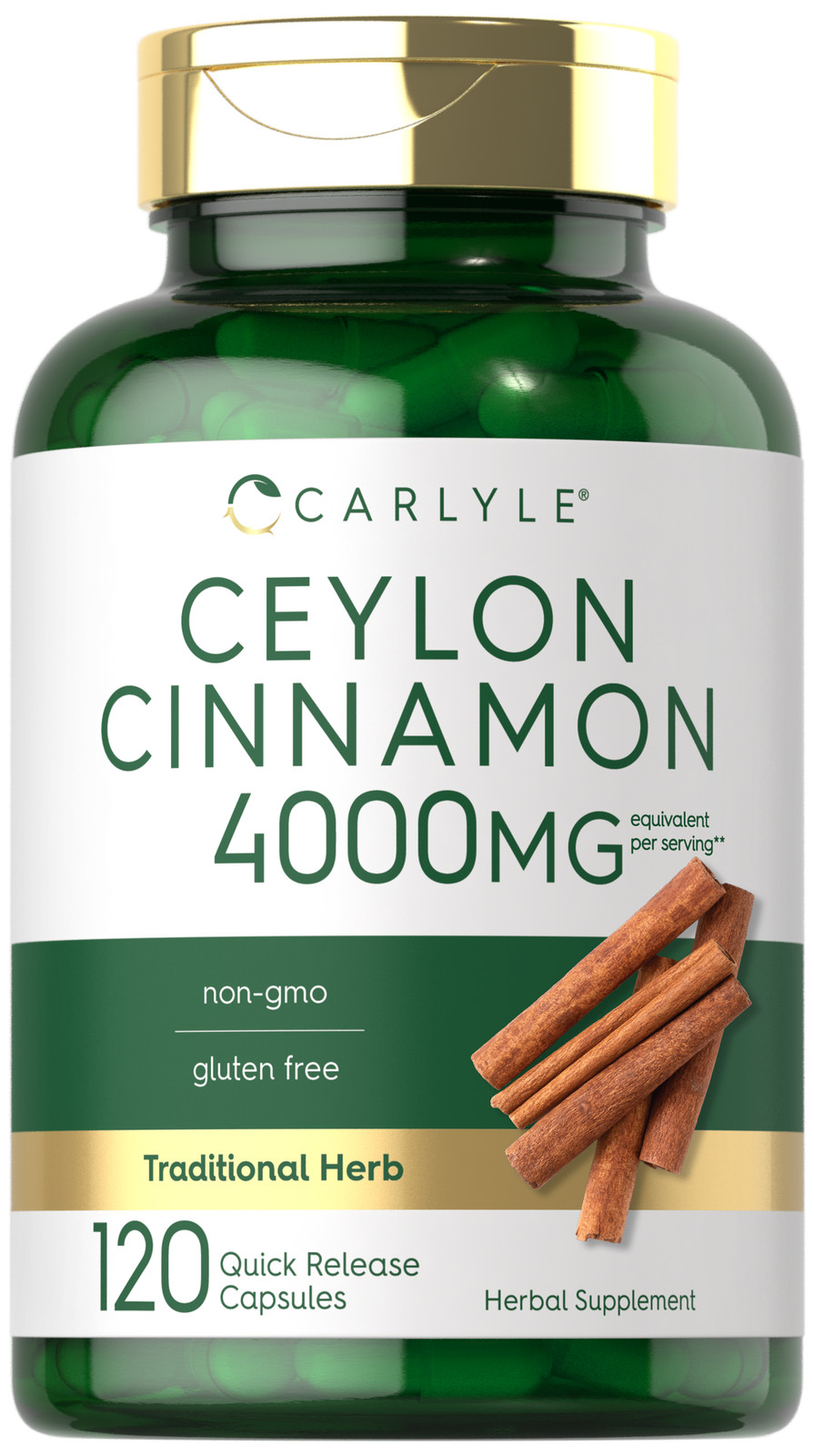 Ceylon Cinnamon Capsules 4000mg | 120 Count | Non-GMO, Gluten Free | by Carlyle
