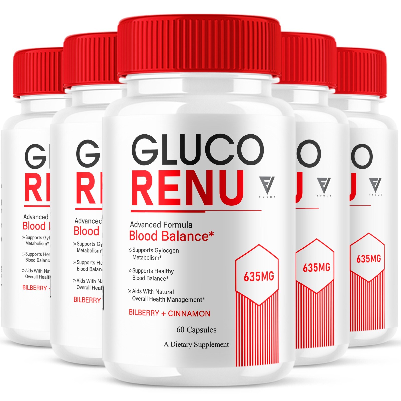 (5 Pack) Gluco Renu Glyco Optimizer Capsules GlucoRenu Pills (300 Capsules)