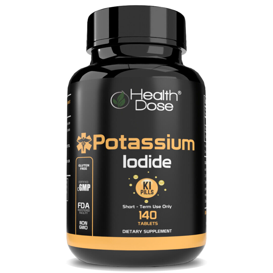 Health Dose Potassium + Iodide KI Supplement. Short Term. 130mg. 140 Tabs