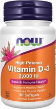 5 Pack NOW FOODS Vitamin D-3 2000 IU 30 Softgels EXP:04/2027