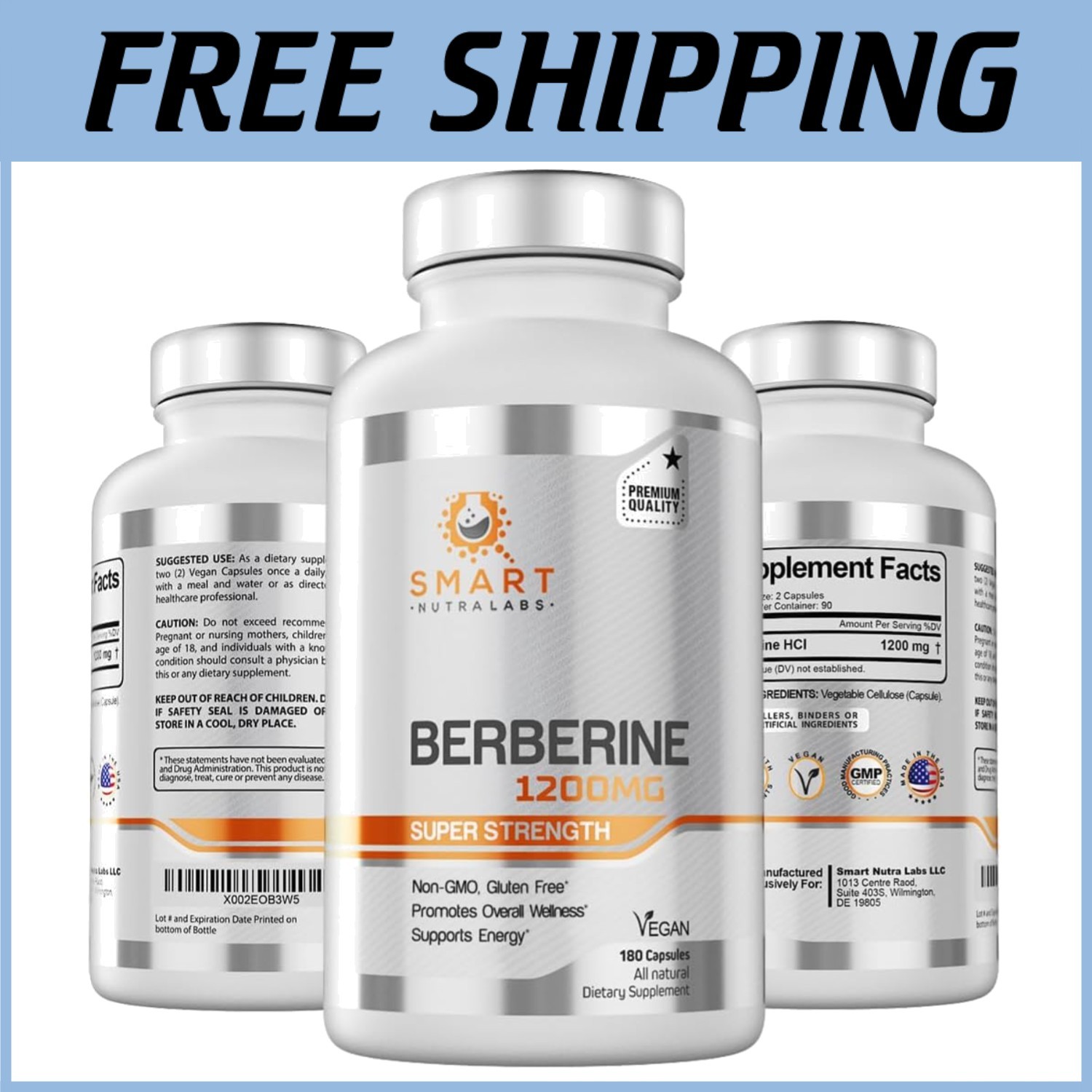 Pure Berberine Supplement 100% – Non-GMO, Gluten Free