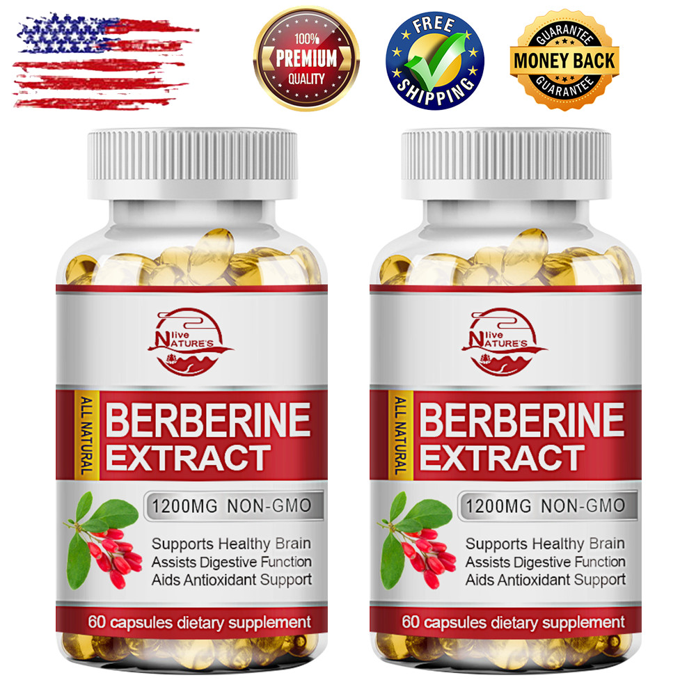 2 x 60 Pcs Berberine HCL 1200mg High Potency Heart Healht, Blood Sugar Balance