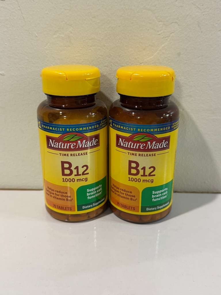(2 Pack) Nature Made Vitamin B12 1000mcg Time Release Tablets 75ct Exp 07/2027