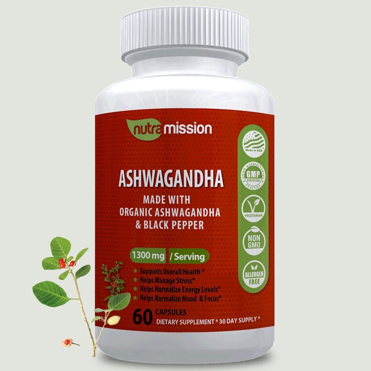 Premium Mood Support and Energy Capsules with Ashwagandha 1300mg