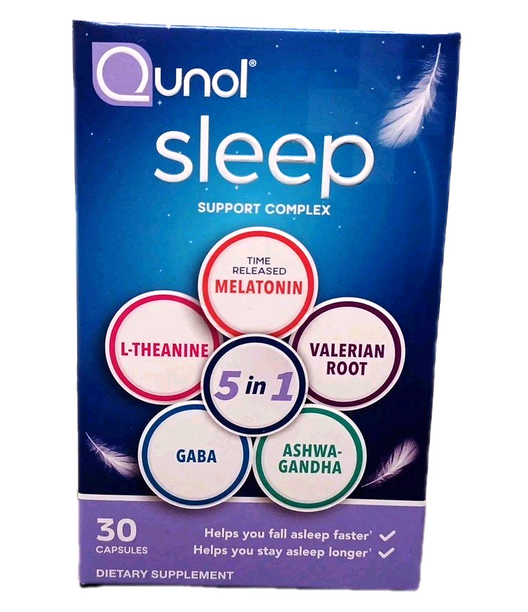Qunol Sleep Support Complex 5 in 1 Time Release MELATONIN Ashwagandha GABA New