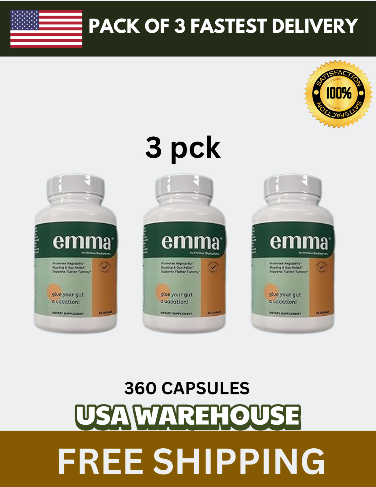 Emma Gut Health Doctors Endorsed Supplement – 60 Capsules – PACK OF 3