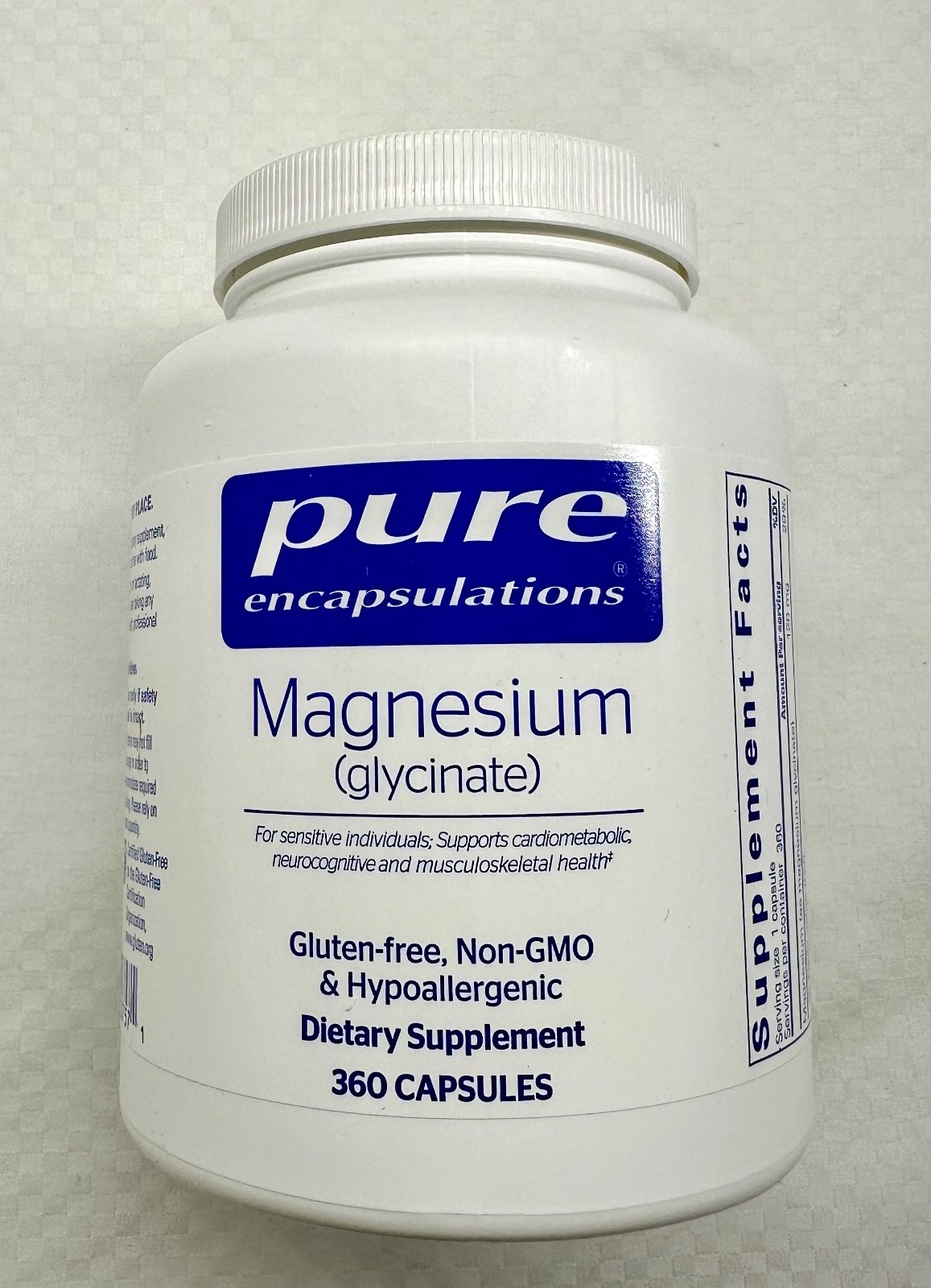 Pure Encapsulations Magnesium (Glycinate) – 360 Capsules – 120 mg – Exp. 02/2028