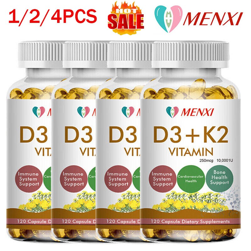 4PCS Vitamin K2 (MK7) with D3 10000 IU Supplement, BioPerine 480 Capsules,Health
