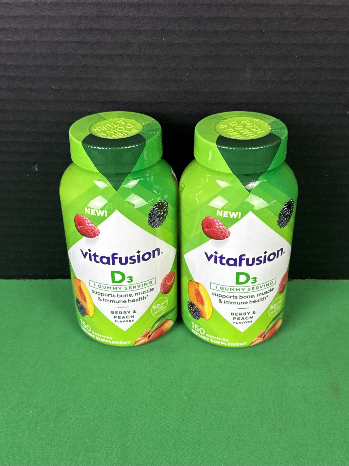 2 PK Vitafusion Vitamin D3 Gummy Vitamins 150 Ct Each Berry & Peach EXP 03/27