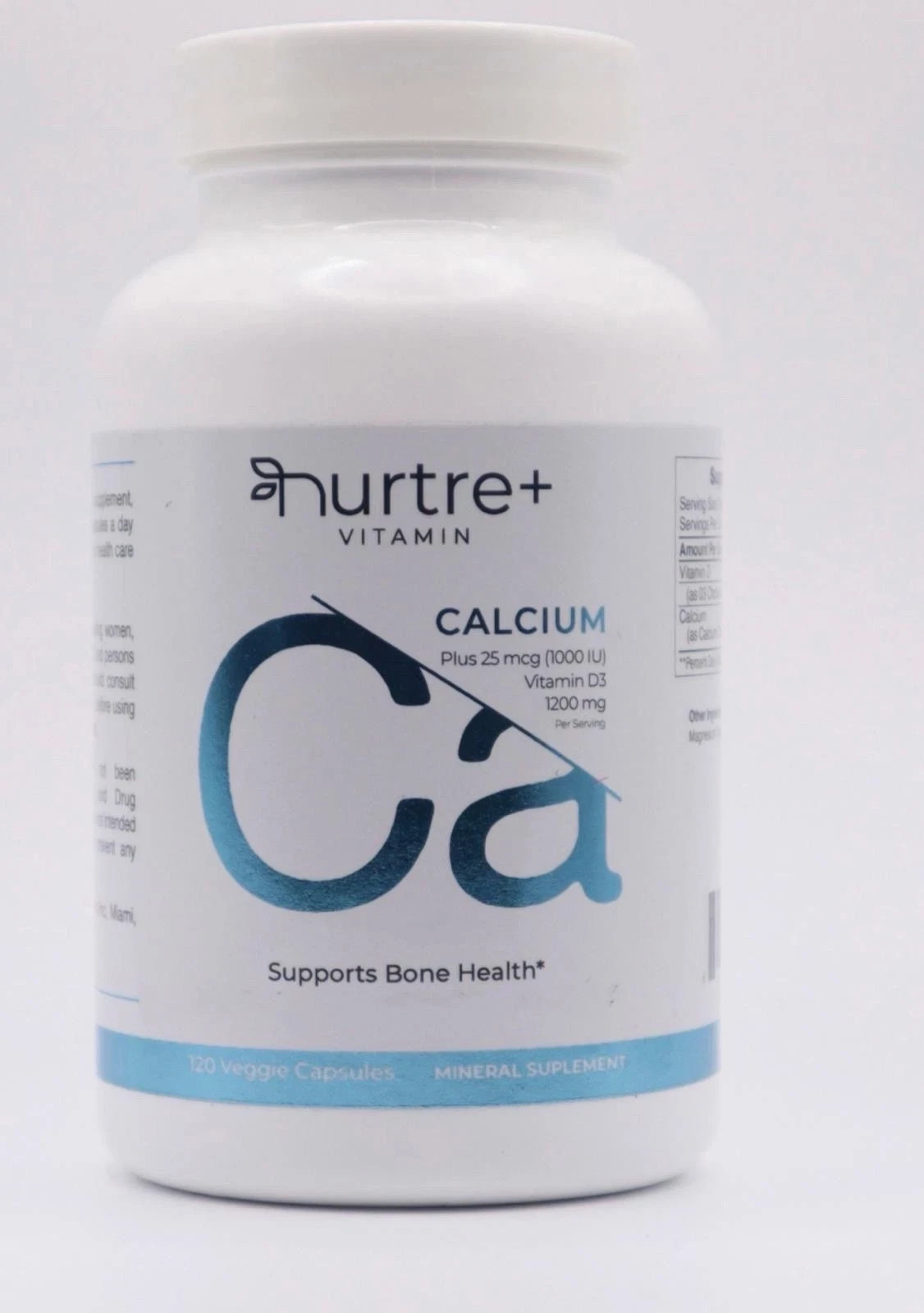 Nurtre+ Vitamin Calcium 1200mg + 1000IU Vitamin D3 – 120 Capsules -New Sealed