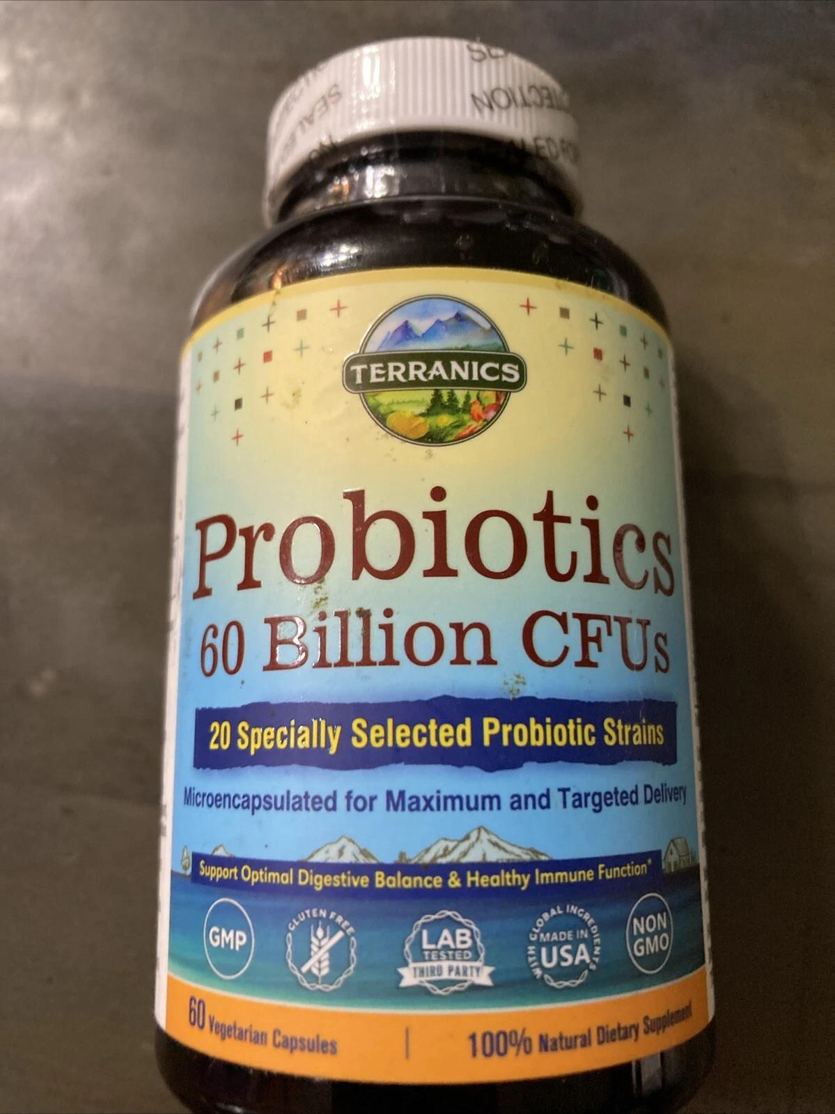 Terranics Probiotics with Prebiotics 60 Billion CFU 19 Strains 60 Ct Exp 12/25