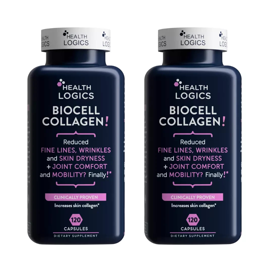 2 BOTTLES Health Logics Joint & Skin Care Supplements BioCell Collagen