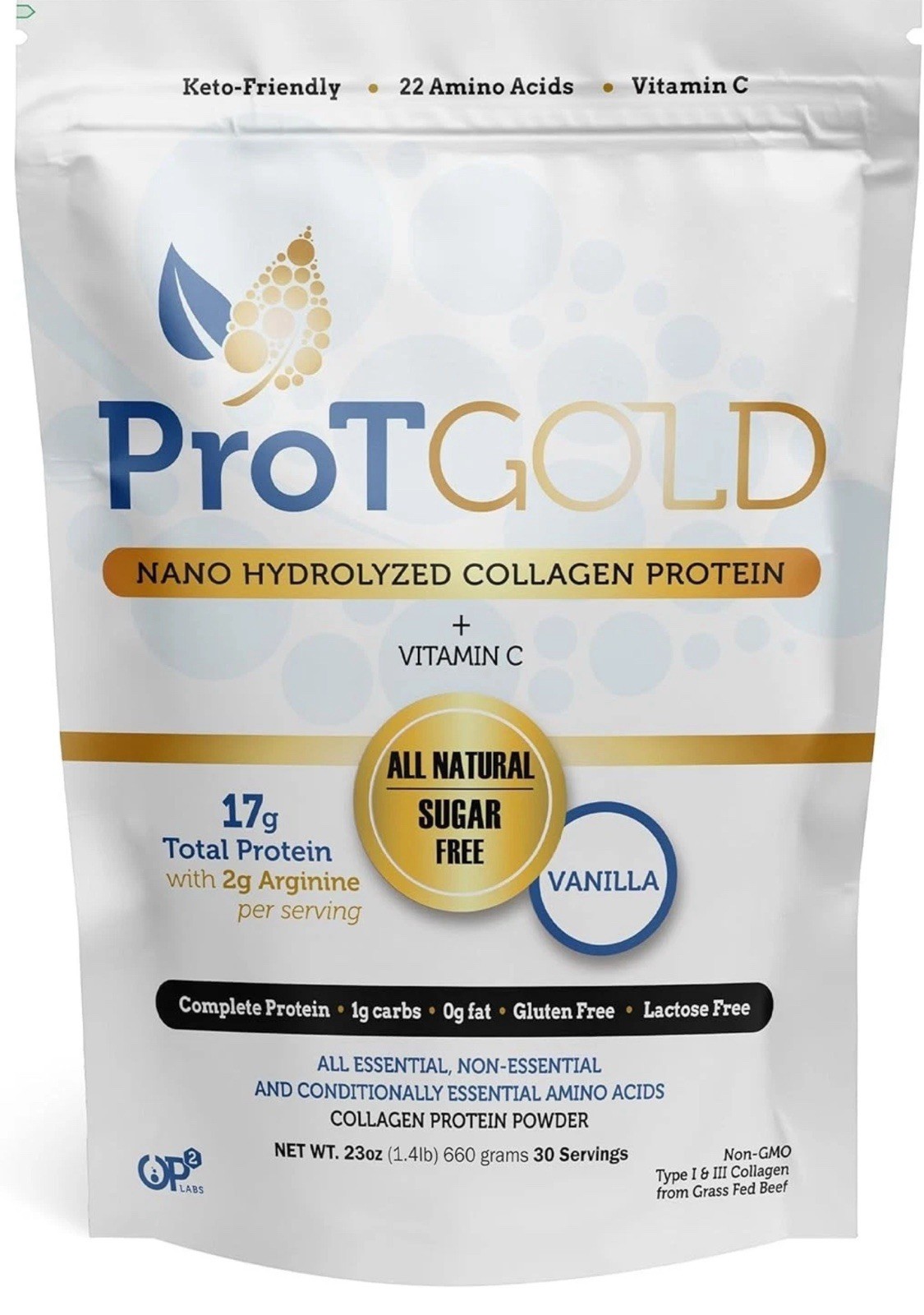 Collagen Protein Powder, 17g Protein Nano-Hydrolyzed Grass Fed Collagen, Vitamin