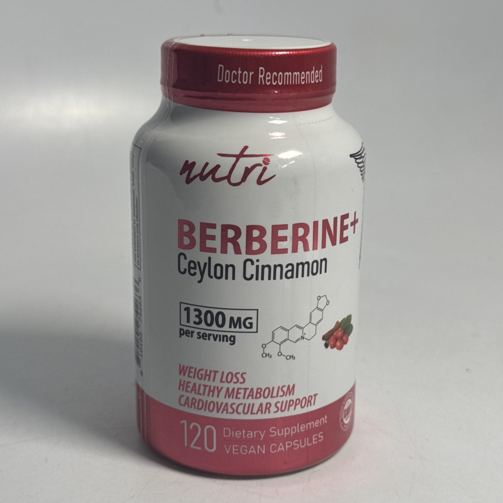 Nutri Berberine + Ceylon Cinnamon, 120 Capsules • 1300mg per serving Exp 05/2028