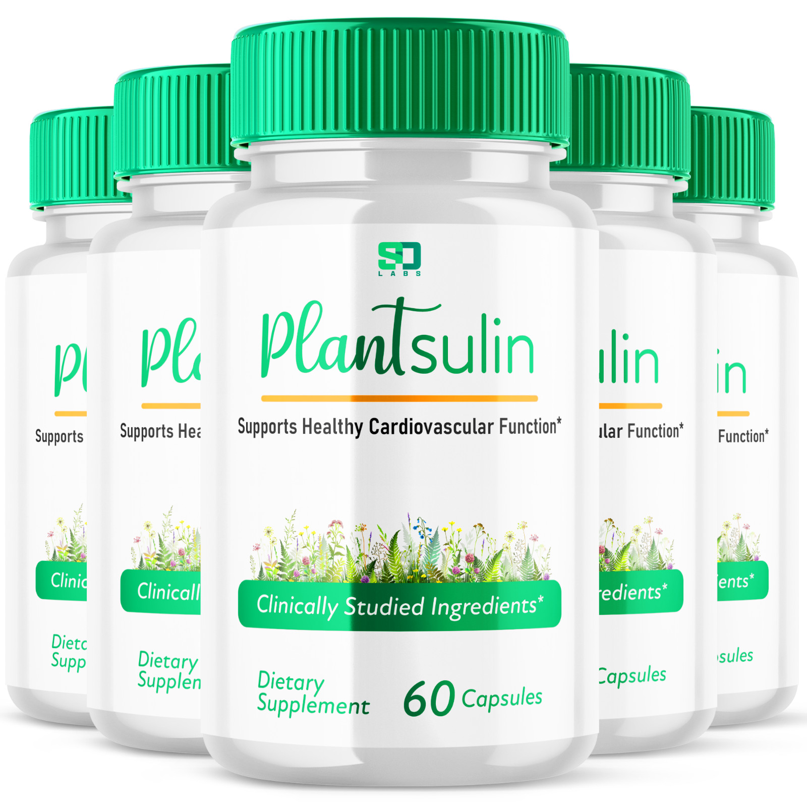 (5 Pack) Plantsulin Supports Healthy Cardiovascular Function Pill (300 Capsules)