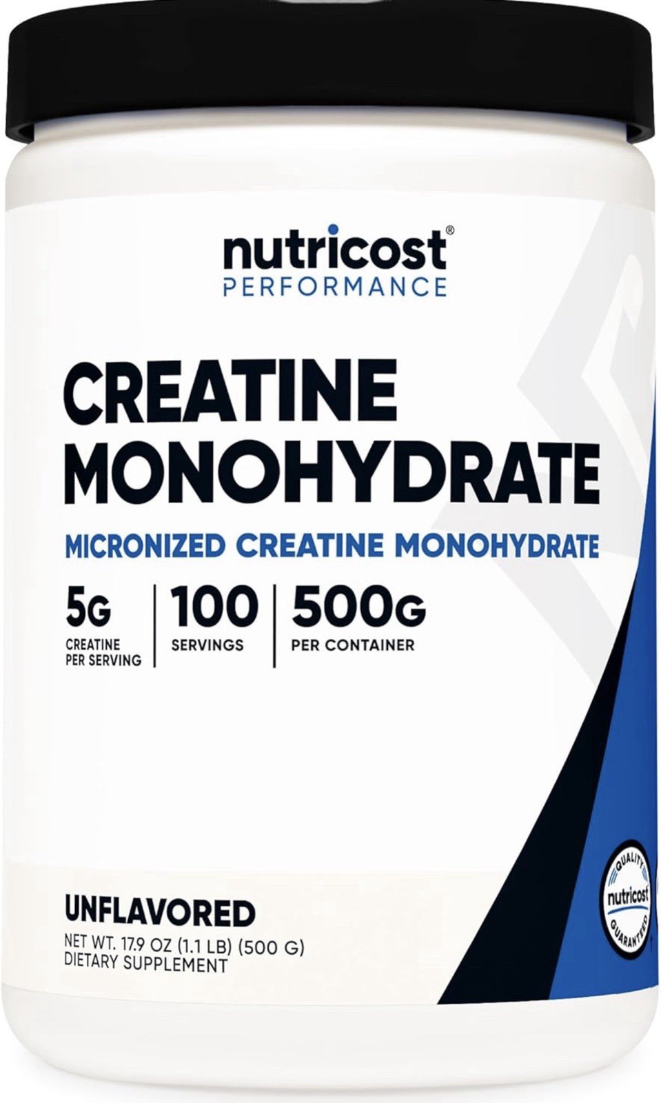 Nutricost Creatine Monohydrate 1.1 lb Unflavored 500g – 100 Servings