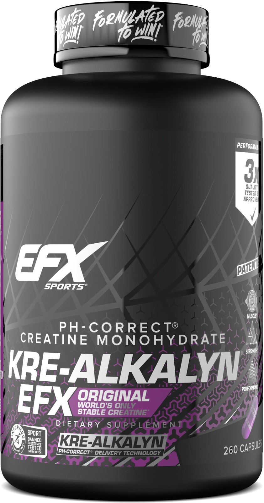 EFX Sports KRE ALKALYN – pH Correct Buffered Creatine Monohydrate Pills 260 Caps