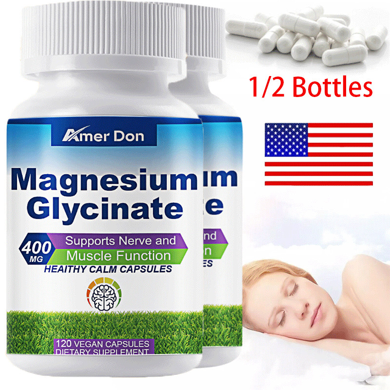 400MG Magnesium Glycinate High Absorption,Improved Sleep,Stress & Anxiety Relief