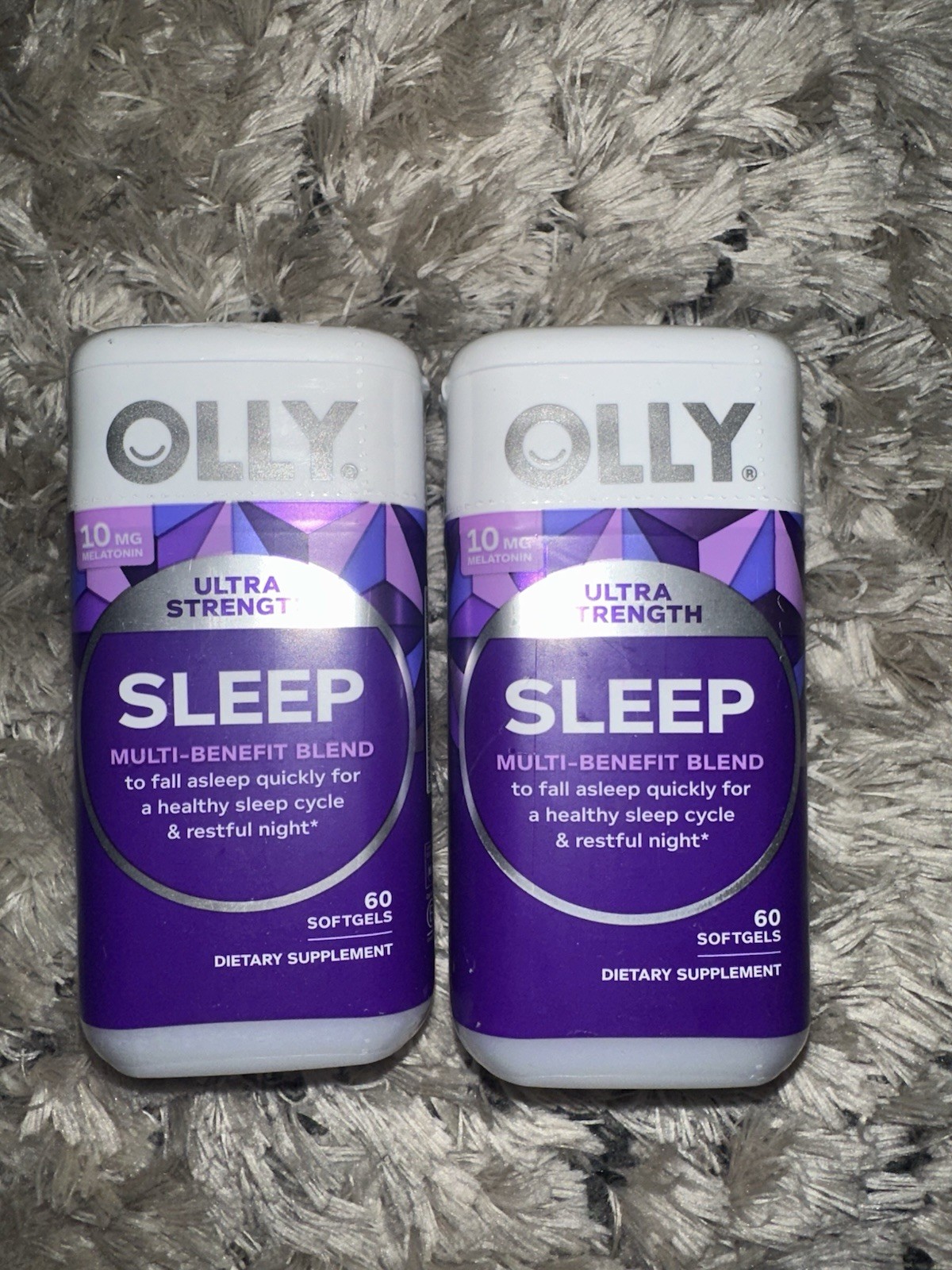 Olly Ultra Strength Sleep Softgels, 60ct, 10mg Melatonin & L-Theanine Set Of 2