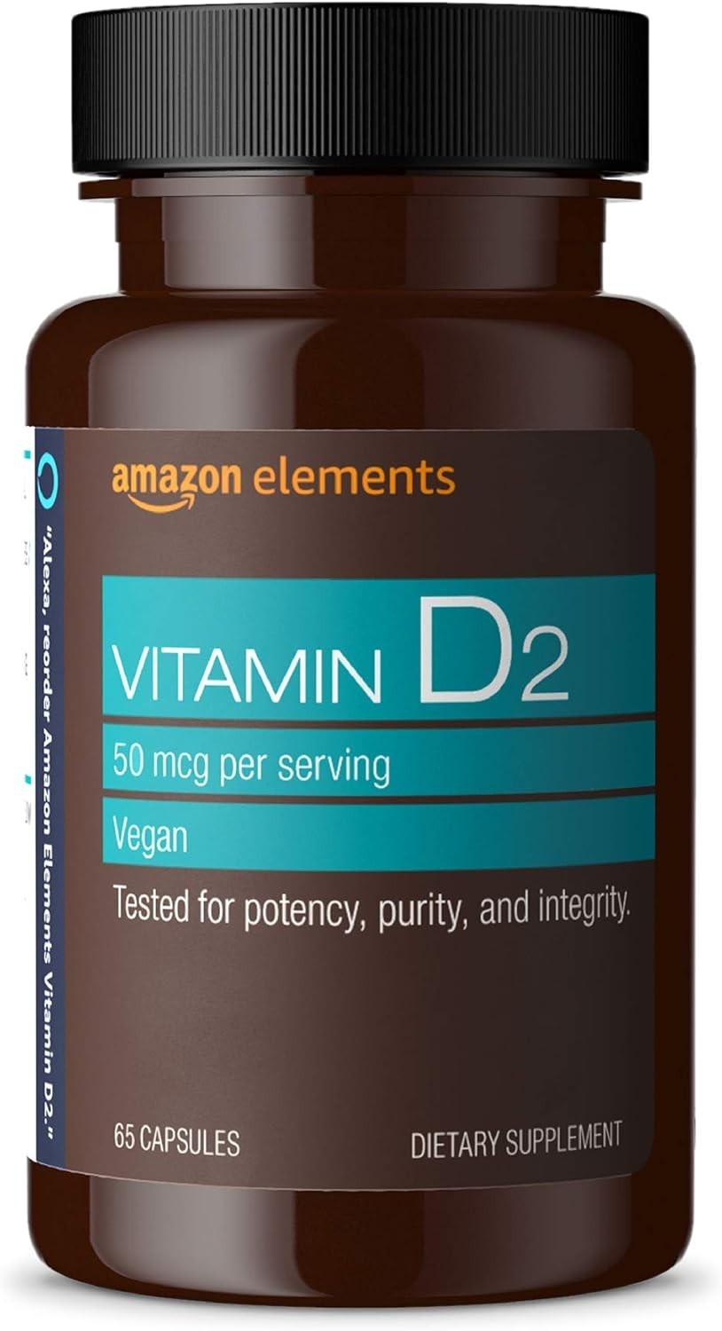 Vitamin D2 2000 IU, Vegan, 65 Capsules, Supports Strong Bones and Immune Health,